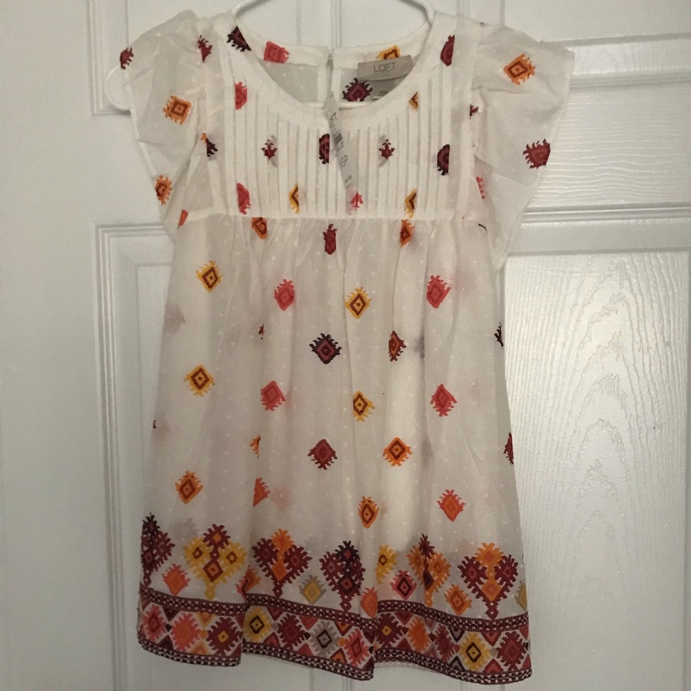 NWT Ann Taylor Loft White printed embroidery top